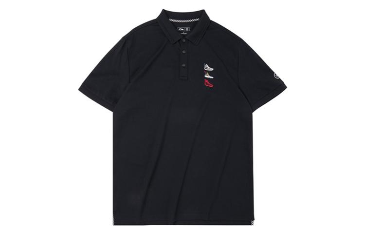 Li Ning Polo Shirts Men s Black Polo Collar Moderate Straight Fit APLQ207-1 M
