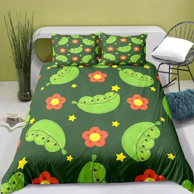 Urocza kreskówkowa pościel Król Królowa Bubble Tea dla dzieci nastolatków dorosłych Deser Frytki Cola Poliestrowa poszwa na kołdrę