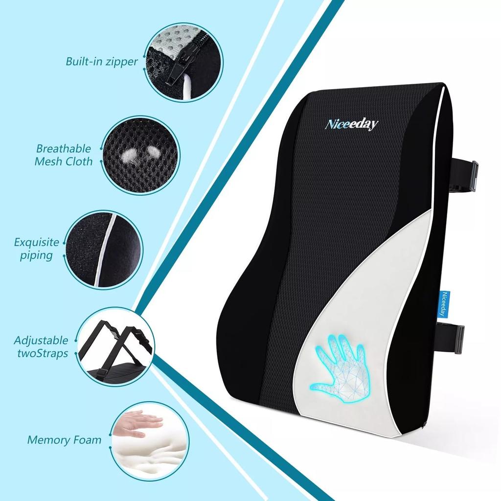 Lumbar Support Pillow Memory Foam Relieve Back Pain Car Seat Waist Cushion Soft Comfortable For Office Home Car Lumbar Support