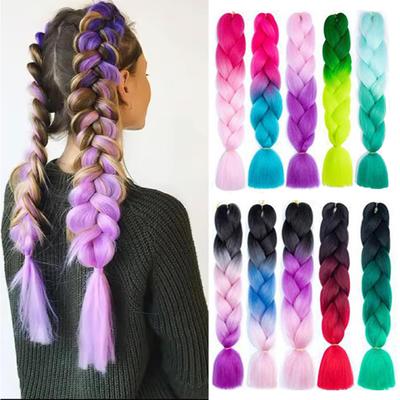 Synthetic Long Straight Braid Ponytail Extension Sleek Wrap Around Colorful Braid Ponytail Wig For Women Daily Cosplay Party Wear