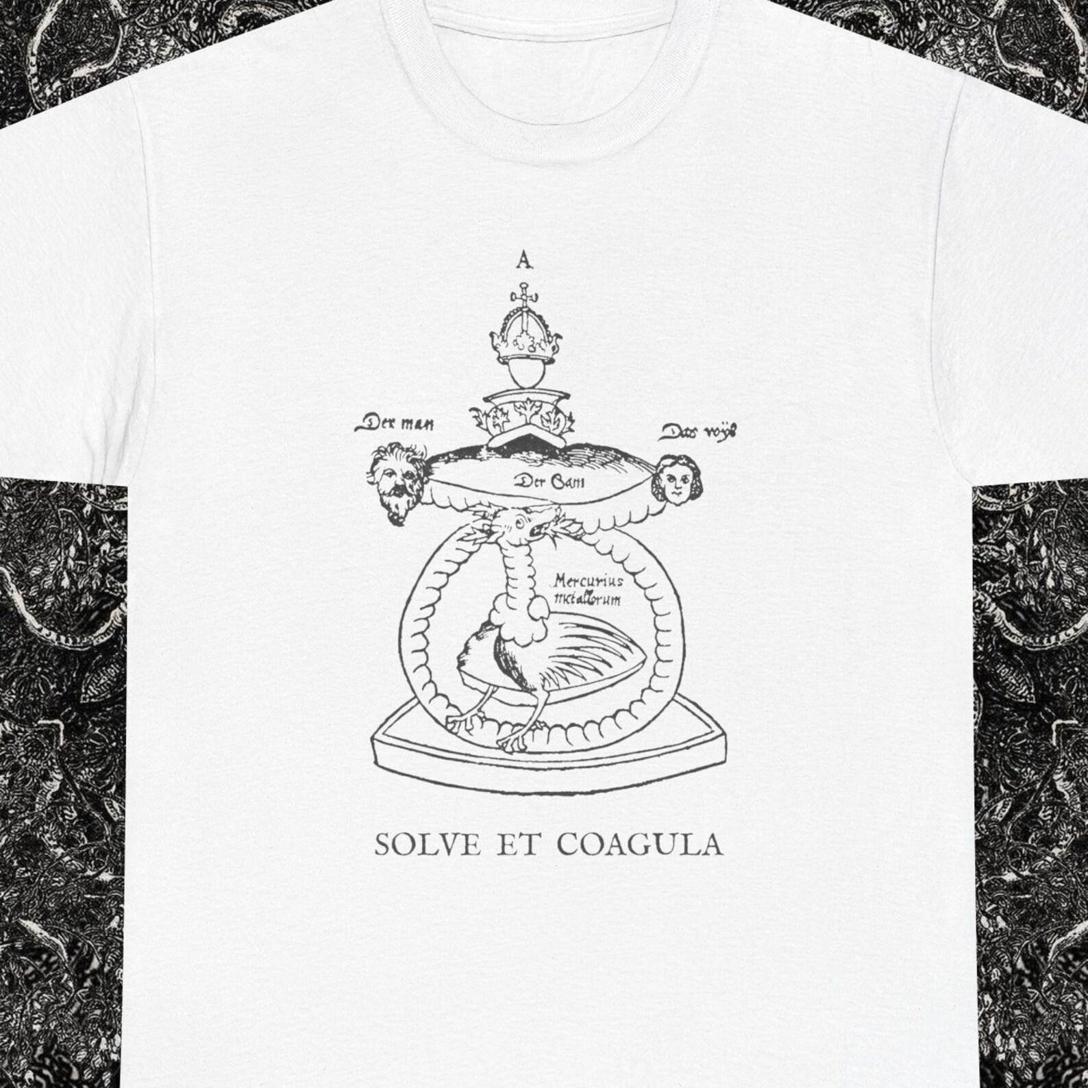 Solve et Coagula Shirt, Alchemical Phoenix & Ouroboros Tee, Hermetic Occult Symbolism T-Shirt, Chaos Magick Goth Unisex, Dark Design 4XL