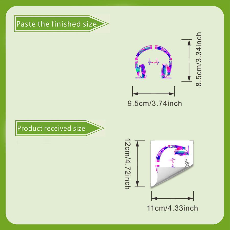 

Модні Навушники Барвистий Декоративний Самоклеючий Настінний Стикер Креативний Стикер для Прикраси Панелі Вимикачів