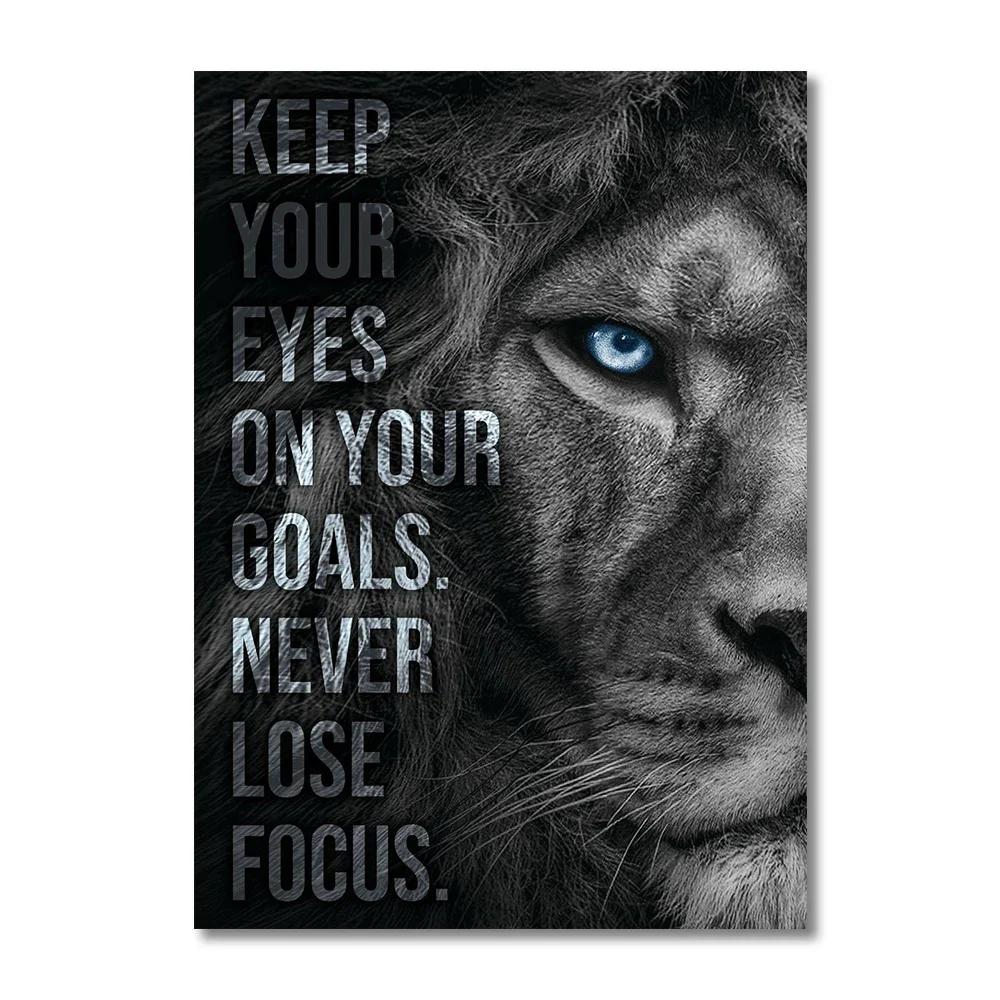 Motivational Animal Poster Eagle Tiger Lion Wall Art Canvas Painting Motto Picture for Living Room Home Decoration
