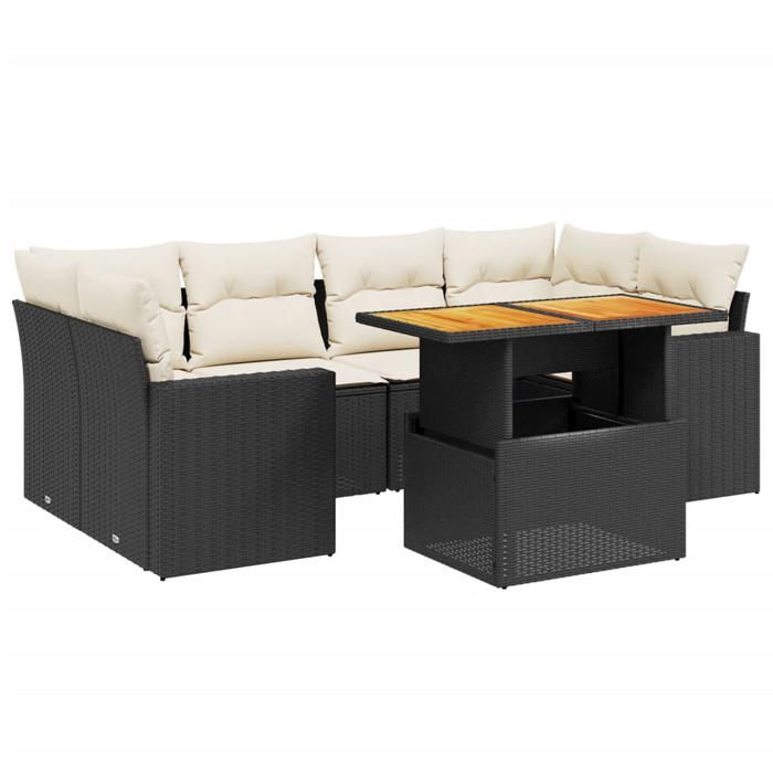 VidaXL Garden Lounge Set with Cushions 7 Pcs, Patio Sofas, Patio Furniture Set, Outdoor Furniture, Black 3271210