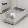 Strapazierfähige Edelstahl-Haustiertoilette Metall-Katzenklo, Kätzchenbox mit hohen Rändern, Auslaufsicheres geruchshemmendes Design, Schaufel inklusive, Nicht