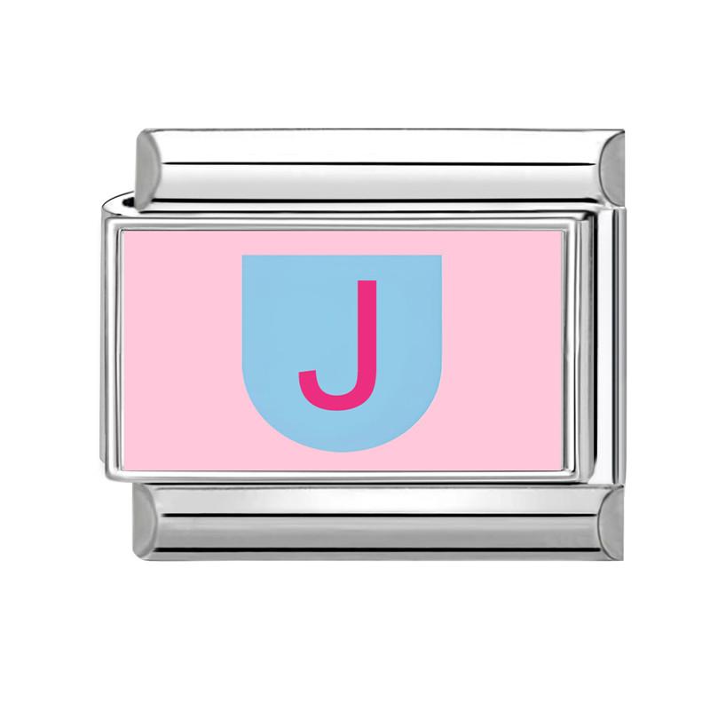 New Lovely 26 English Letter Pink Italian Charm Links Fit 9MM Stainless Steel Bracelet Women Men DIY Birthday Making Gift