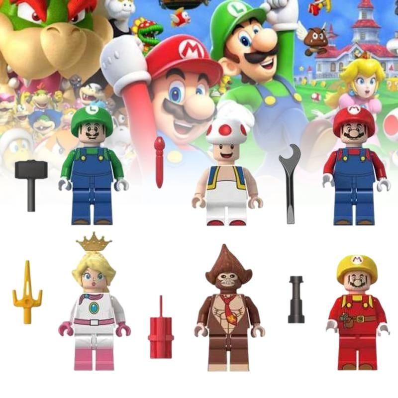 Colorful Mario Brothers Action Figures Abs Plastic Building Blocks Set