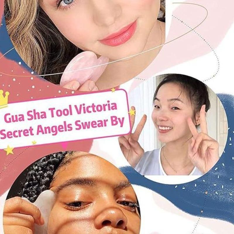 Pink crystal jade, crystal stone scraping board, heart-shaped, face, sheep horn, natural stone, beauty powder, beauty natural powder crystal