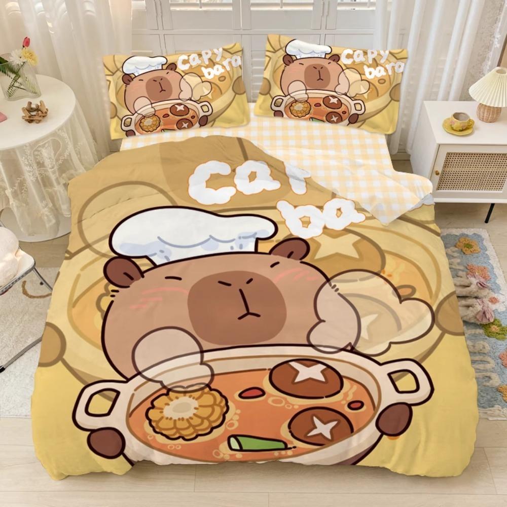 Cute Capybara Duvet Cover Pillowcase Bedding BoyGirl Bedroom Decoration Children-Gift Single Double Large SizeZip Duvet Cover