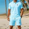 Men's Golf Polo Shirt 2-Piece Set-Summer Short-Sleeve Shirt and Shorts Set—Relaxed, Comfortable Business-Casual Outfit
