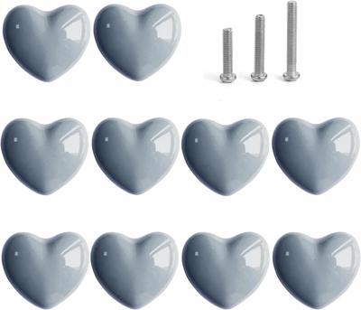 Boutons de tiroir en céramique en forme de cœur pour commode, poignées avec vis de 3 tailles, boutons de meubles de cuisine pour placard, armoire