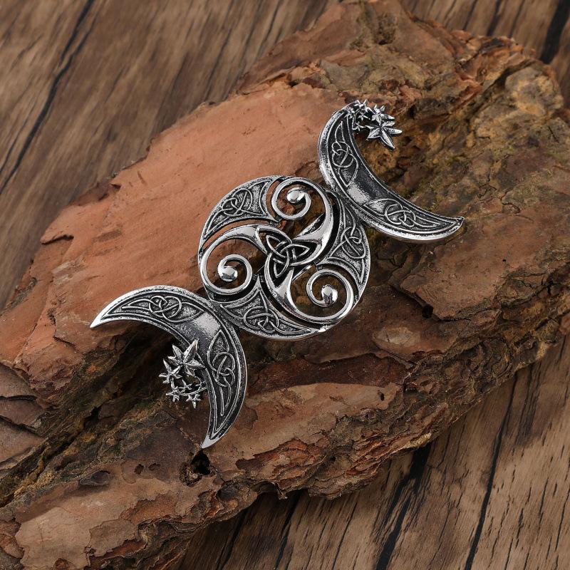 Vintage Norse Moon Star Celtic Knot Hair Clip Ethnic Style Hair Accessory For Women