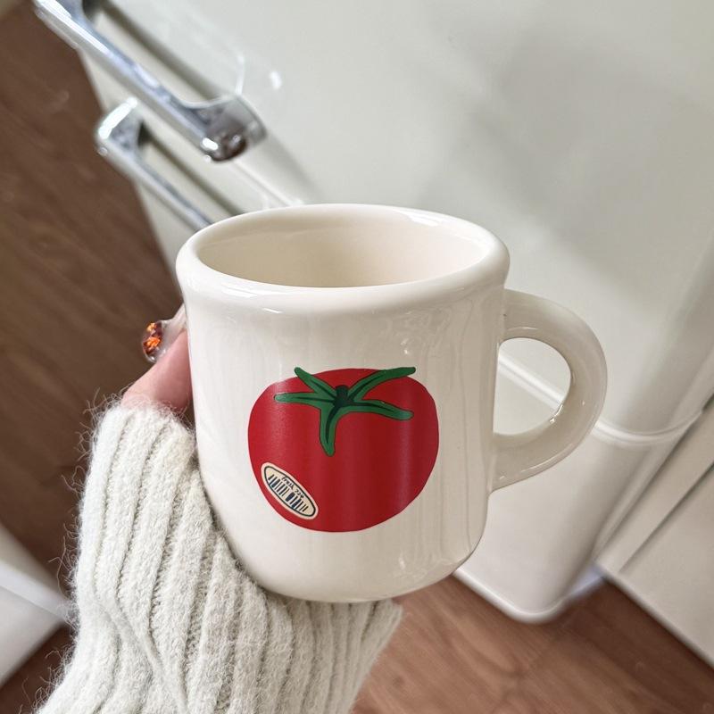 New Year's High Appearance Level Ins Tomato Ceramic Cup Apple Mug Breakfast Milk Cup  Coffee Cup  Souvenir Gift Cup