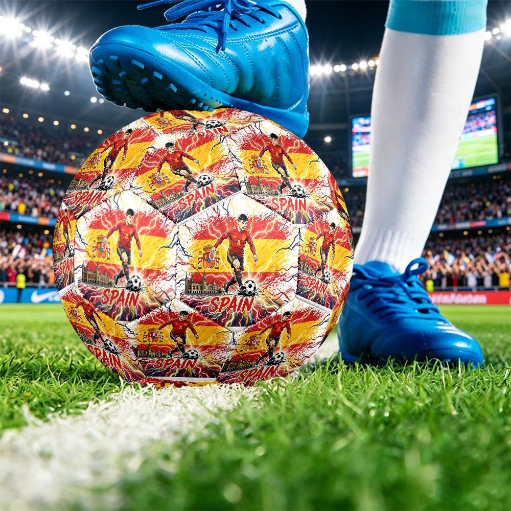 Spain Football Printed Size 5 Soccer Ball Wear Resistant Standard Adult Training Football Fan Gift for Indoor Outdoor Match Sports