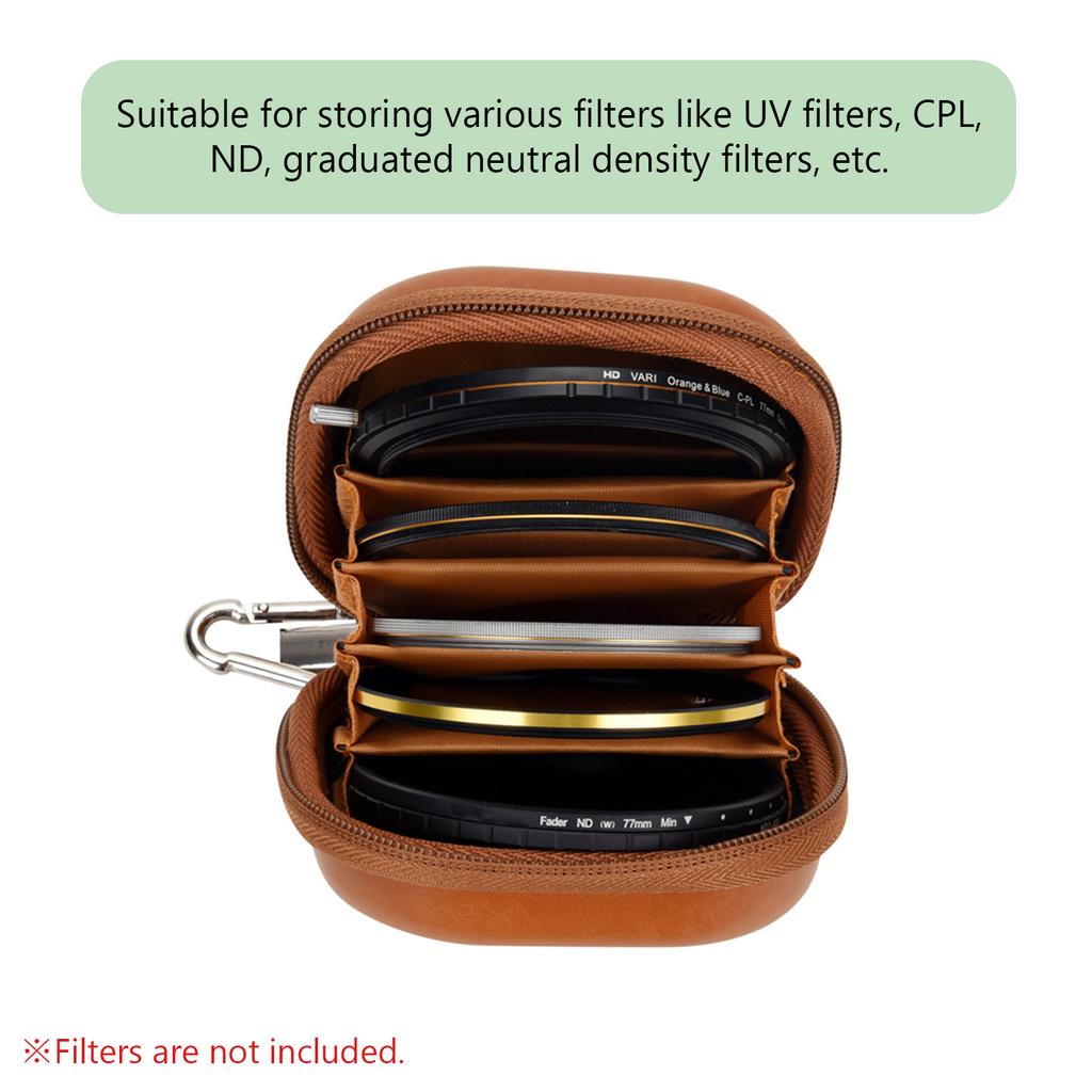 PRO TANLE Filter Hard Storage Case PU Leather Protective Bag Dust Proof Carrying Punch Holds 5PCS Up To 82mm Filters
