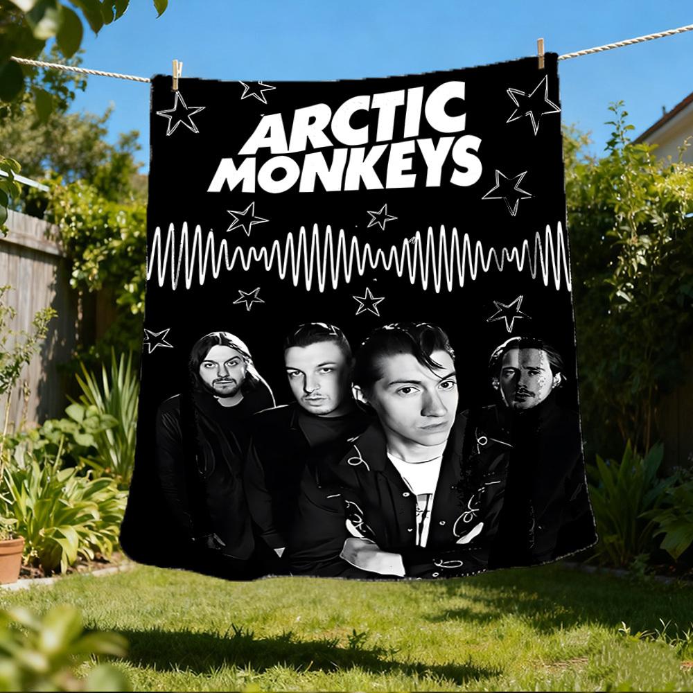 1pc Arctic Monkeys Merchandise Outdoor Flannel Blanket, Cozy & Warm Soft Te Playful Design, Napping Camping,