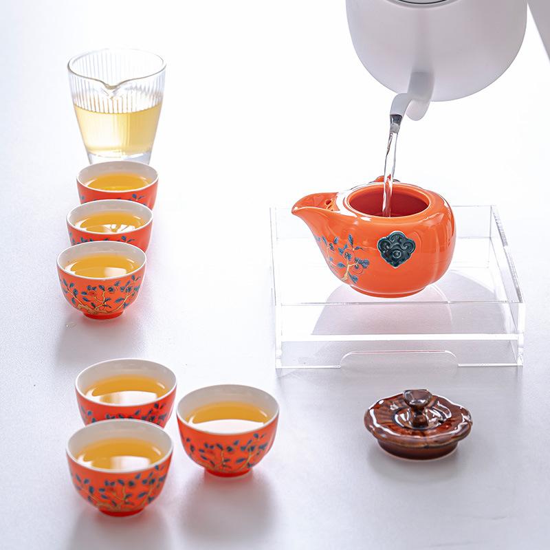 Persimmon Ruyi Tea Set, the Company's Annual Meeting Will Send Customers Exquisite Business Gifts, a Complete Set of Ceramics
