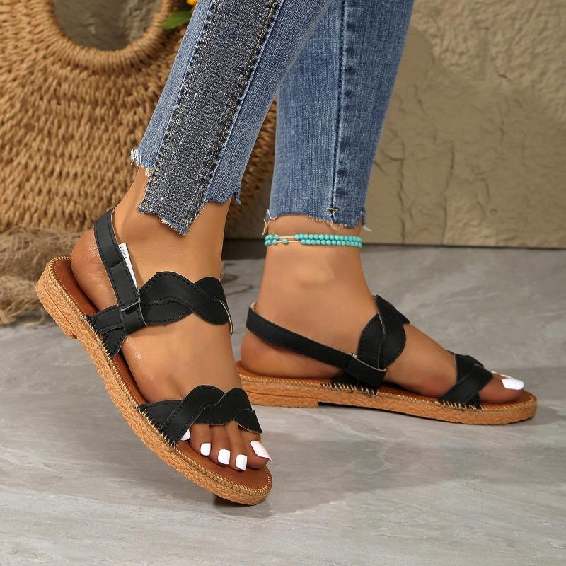 Women's Solid Sandals Flat Comfort Casual Beach Sandals