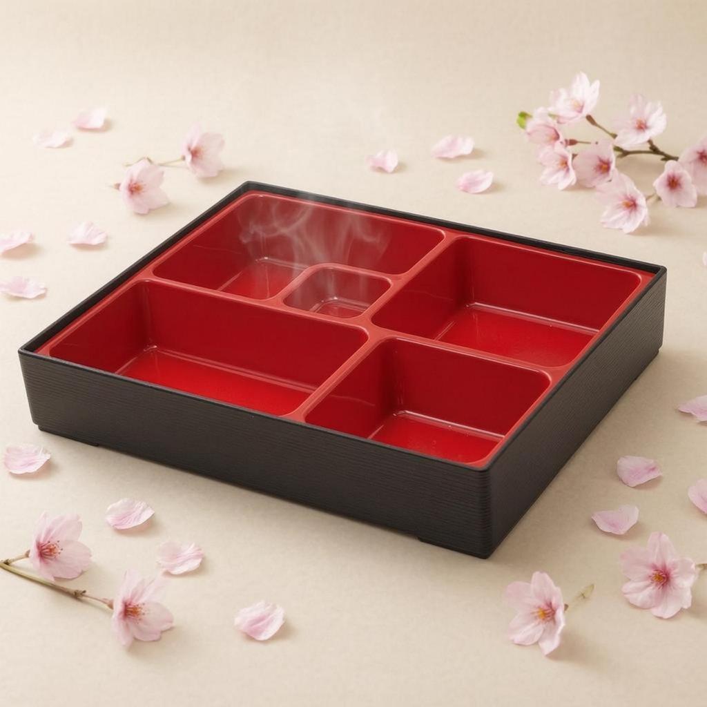 Square Japanese Bento Box HeatResistant 5Compartment Food Container