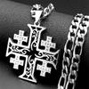Jerusalem Cross Pendant Necklace for Women Men Stainless Steel Gold Color Christian Rhinestones Hip Hop Chain Necklaces Jewelry