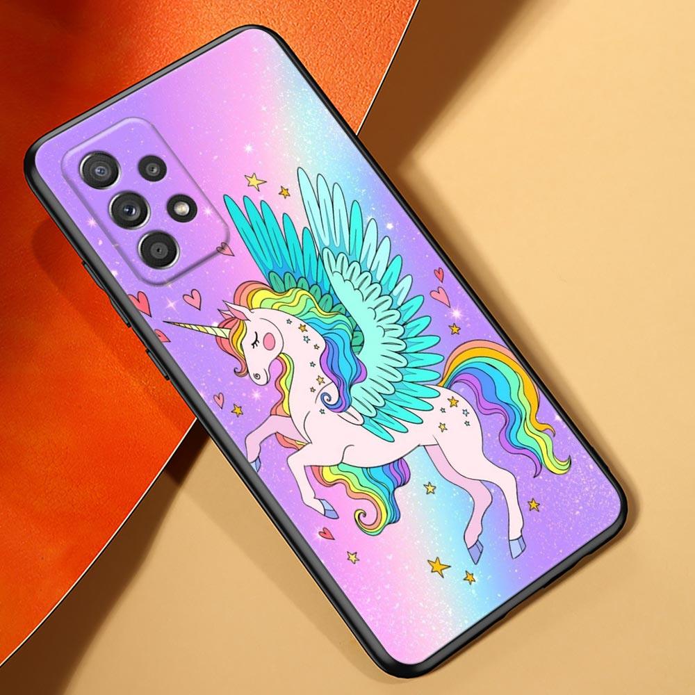 Cute Cartoon Rainbow Unicorn Case For Samsung Galaxy A23 5G Cases A13 4G A24 A23 A12 A14 A21s A22 A01 A03 A04 S Soft Phone Cover