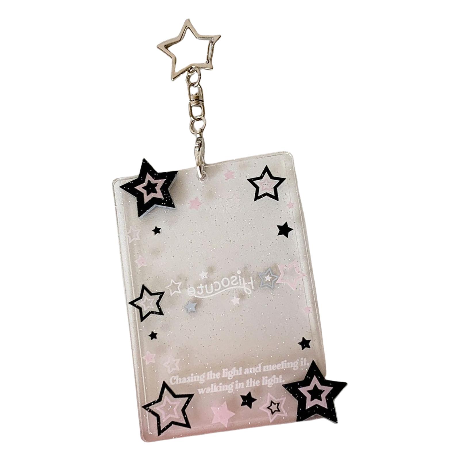 

Унікальний акриловий брелок-аксесуар для карток у формі зірки, розроблений для шанувальників, щоб легко носити та демонструвати фотокартки айдолів. чорний