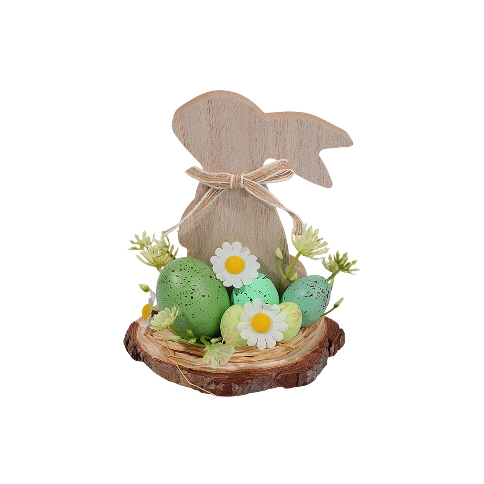 

Easter Bunny Table Decorations 5.9inch Round Wooden Plaque With Easter Eggs And Daisies Rustic Rabbits Silhouette Sign Desktop Ornament For Home One Size