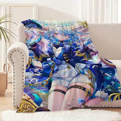 Furina Fontaine Genshin Impact Kunst süße Furien Flanell warme weiche Plüschdecke für Sofa Wohnzimmer Büro Schlafzimmer Reise Geschenk