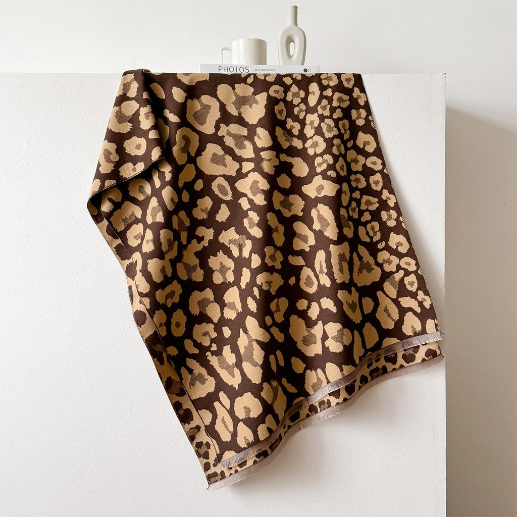Shawl Warm Winter Scarf Women Leopard Stripes Cashmere Pashmina Thick Wrap Head Neck Foulard Luxury  Blanket Echarpe