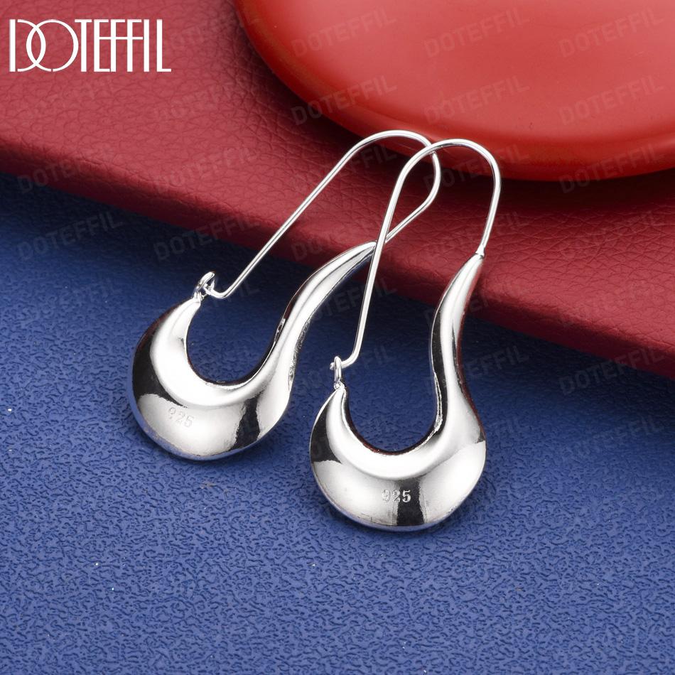 925 Sterling Silver Polished Twist Teardrop Earrings Fashion Jewelry Evening Jewelry 55mm*22mm