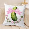 Just A Girl Who Loves Pickles Cushion Cover Silky Short Plush Invisible Zipper Dustproof Sofa Pillow Case For Home Decor
