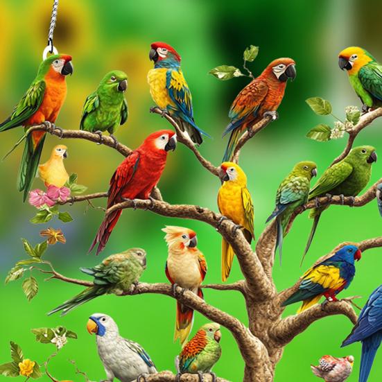 Acrylic Parrot Tree Hanging Decoration 2D Flat Colorful Parrot Indoor Outdoor Christmas Tree Wall Window Hanging Bird Sign Ornament