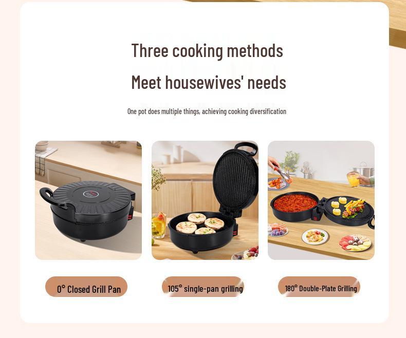 Electric Non-Stick Griddle: Double-Sided Heating for Eggs, Meat, and Pancakes 