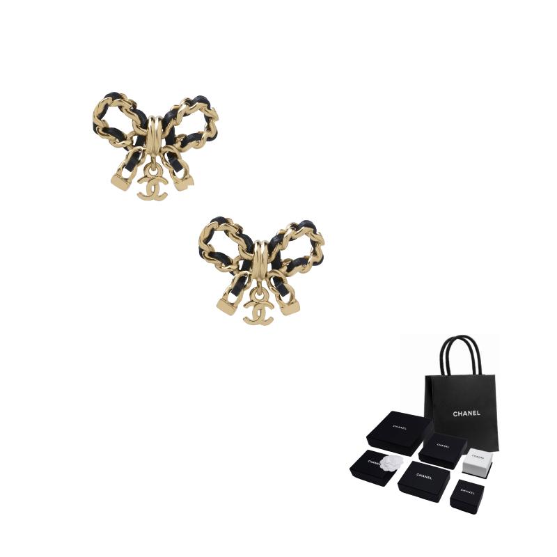 

CHANEL Classic Logo Double C Bow Metal Earrings Women s золотий