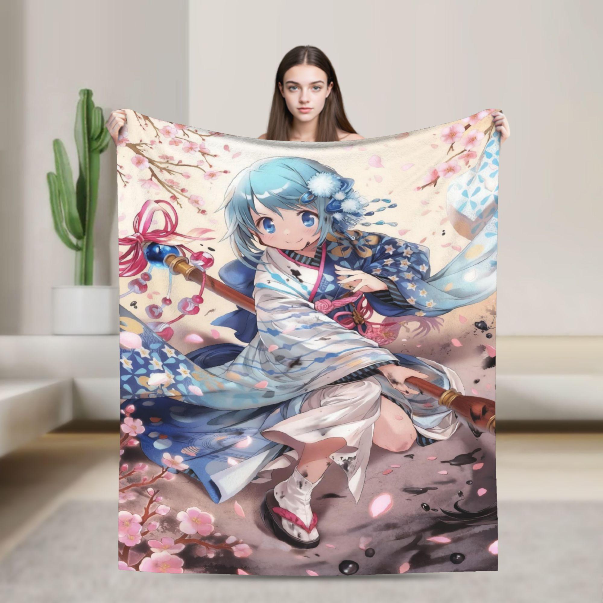 

Funny Anime Puella Magi Madoka Magica Blanket Wool Vintage Breathable Throw Blankets for Bedspread Autumn/Winter 150x180cm