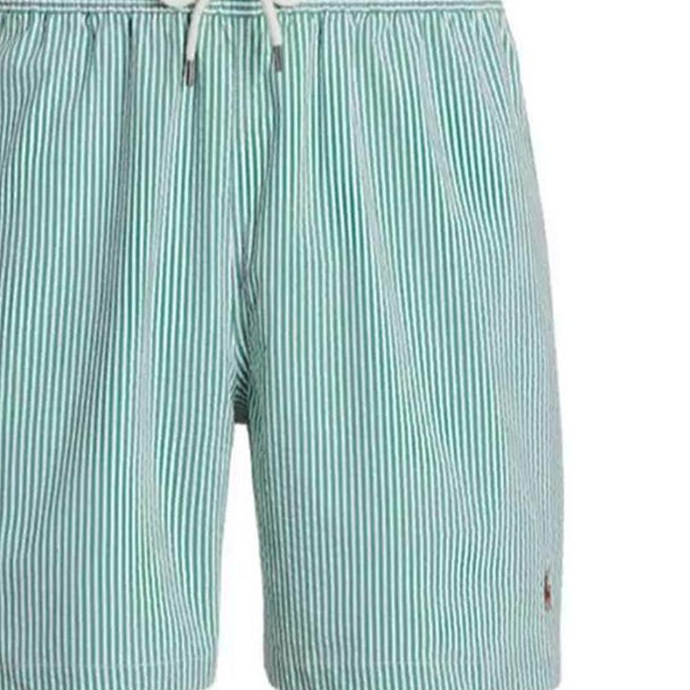 Polo Ralph Lauren SS24 Logo Embroidered Striped Elastic Waist Beach Shorts Men Shorts Green 710905990-004