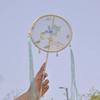 New Vintage-Style Round Fan with Pearl Embroidery, Unique-Shaped Fan for Photo Shoots in Scenic Spots, Hanfu Accessory, Eight-Petal Round Fan