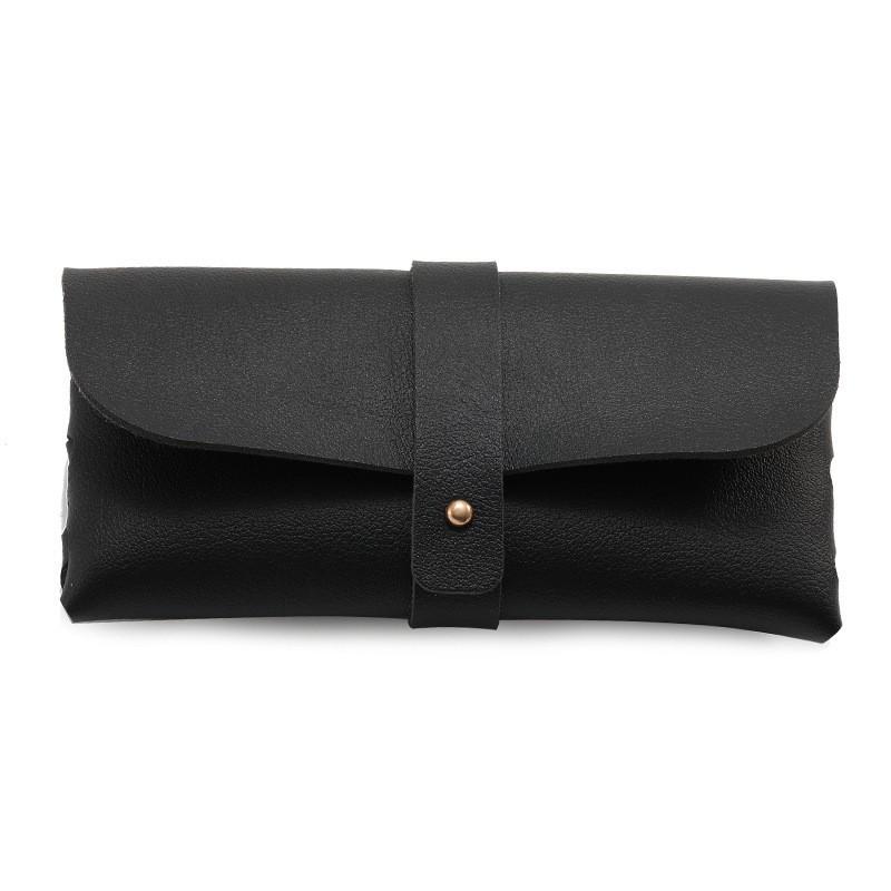 Modisches Druckknopf-Brillenetui aus PVC-Leder - Schwarz & Weiß Softpack, Lagerware