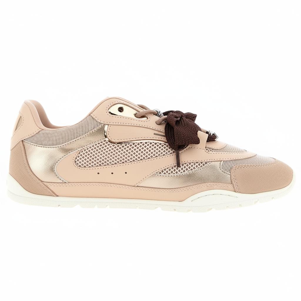 PINKO Yulia 01 Leather Round Toe Lace-Up Low-Top Casual Shoes Women sneaker Pink SS0185P020P26