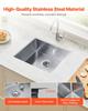 50cm Kitchen Sink Undermount Single Bowl Drop-In Basin Stainless Steel Bar