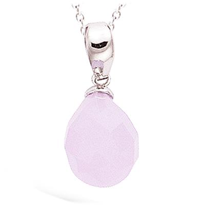 [N4030] - Silver Pendant 'Linda' Pale Pink Silver (rhodium-plated) - 13x8 Mm