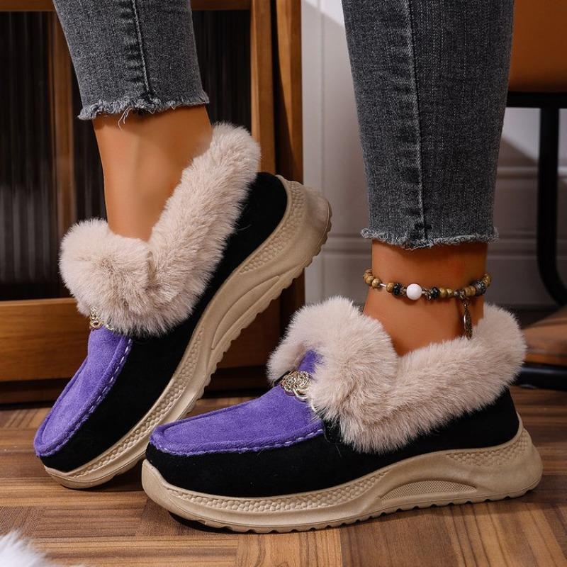 

Women s Plus Size Thick Platform Low-Top Sneakers Frayed Edge Warm Cotton Shoes Comfortable Euro-American Style New Autumn Winter 44 фіолетовий