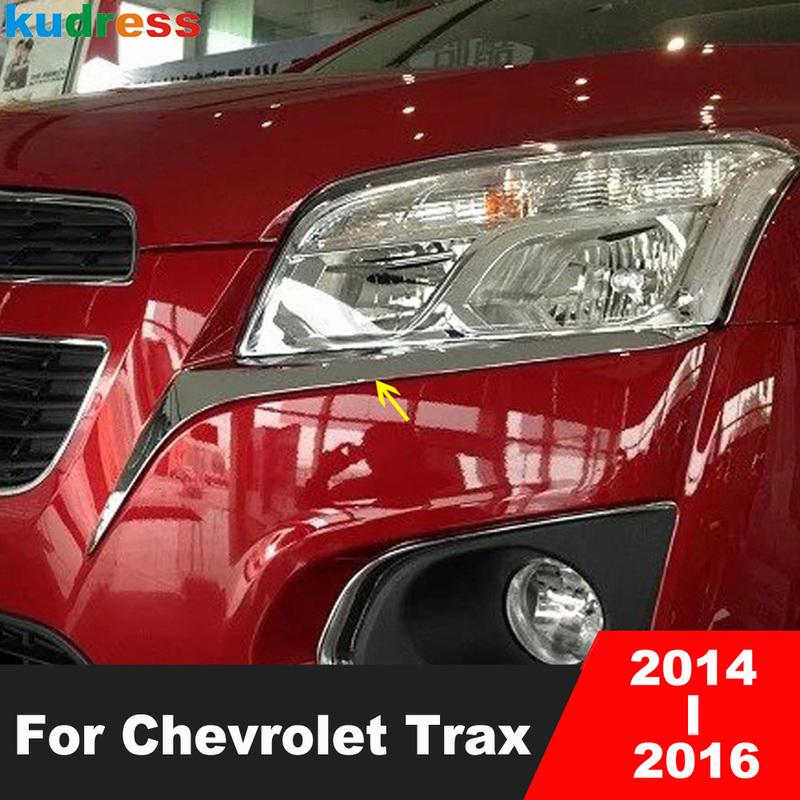 Для Chevrolet Trax 2014 2015 2016 Хромированная накладка на бровь передней фары Отделка Накладка на фару Полоска для век Автоаксессуары