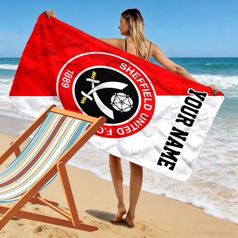 Custom Name Sheffield Fc Print Beach Towel, Large Soft Quick Dry Towel for Beach Camping Swimming