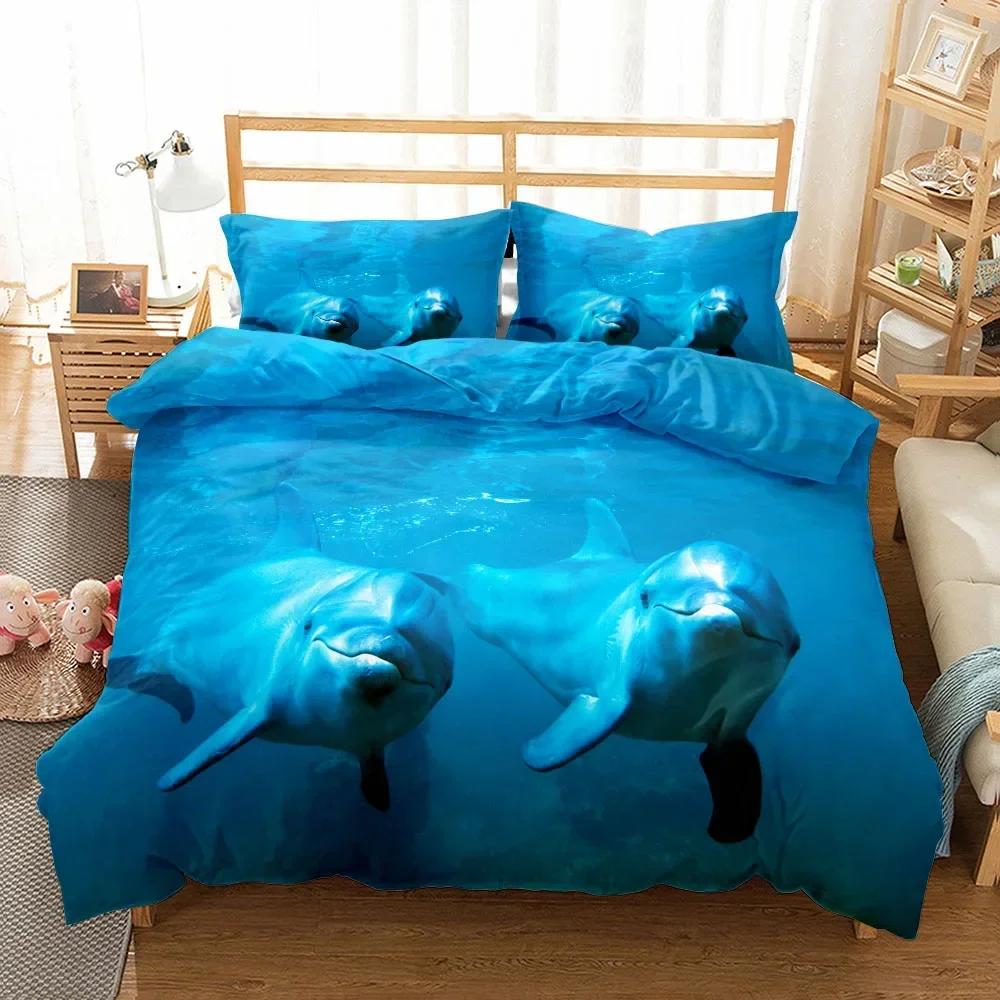 Sunset Play Dolphins 3D Bedding Set Without Sheet Single Twin Double Queen King Cal King Size Bed Linen Set
