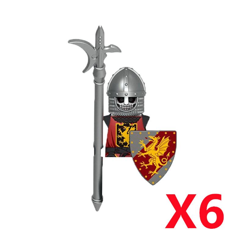 Medieval Soldier Knight Figure MOC Building Block Green Dragon Castle Infantry Orcs Pirate Roman Cavalry Weapons Toys Gifts D122