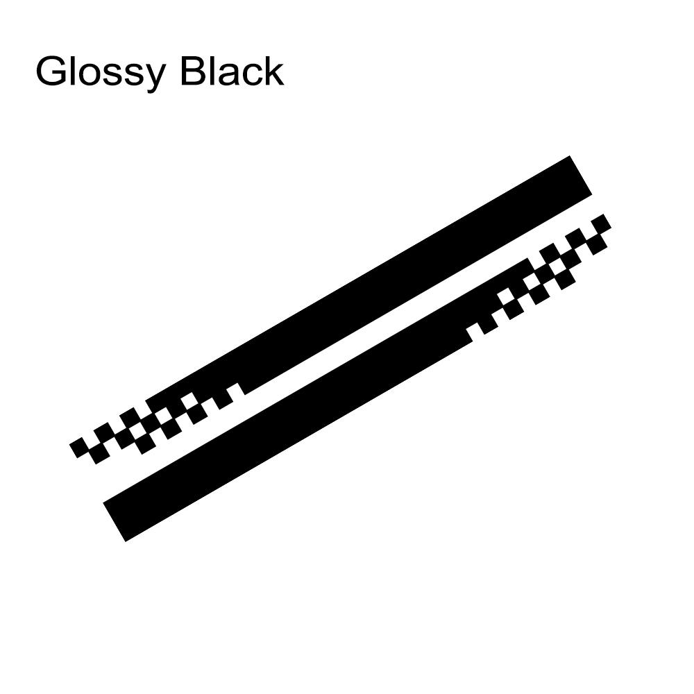 2PCS Car Side Skirt Stickers Sports Racing Stripes Car Grid Pattern Vinyl Decals Auto Body DIY Decoration Stickers Accessories