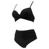 European & American Women's Multicolor High Waist Slimming Bikini with Split Hard Cup Design