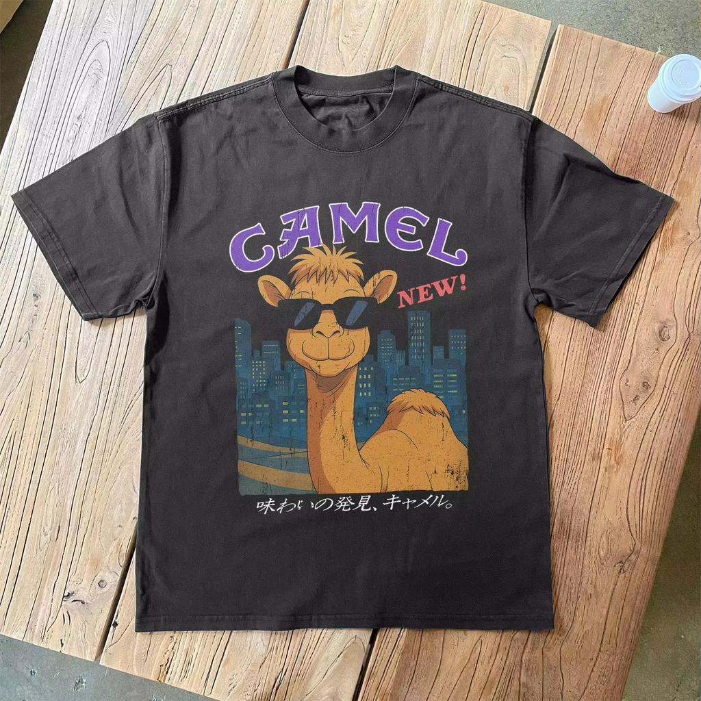 T-shirt Grafica Vintage Camel Cigarettes Giapponese Cotone Unisexs Unisexs T-shirt Estiva Streetwear