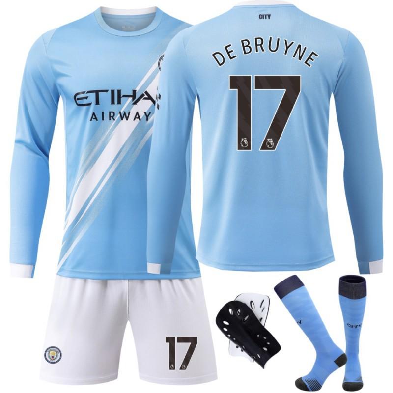 2324 Manchester City's Home Long-sleeved No. 9 Harland 17 De Braunet 10 Gralish Football Uniform Correct Jersey
